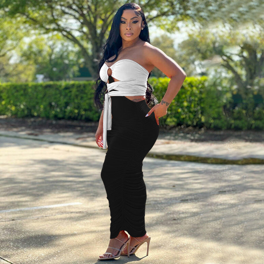 Women Summer Irregular Color Contrast Dress 7