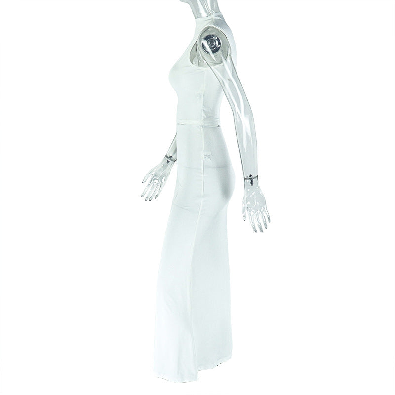 Women Casual Solid Irregular Top and Bodycon Skirt Two-piece Set 9