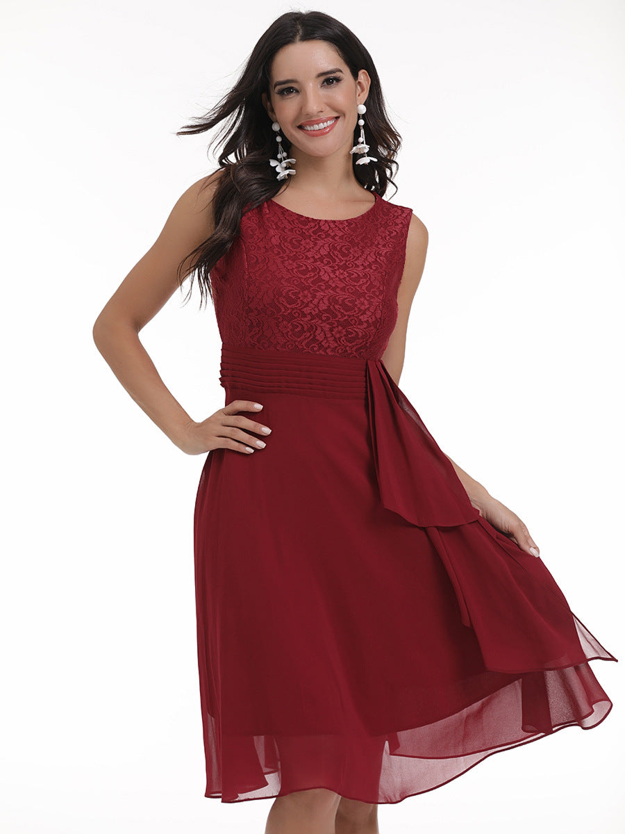 Women chiffon lace dress 4