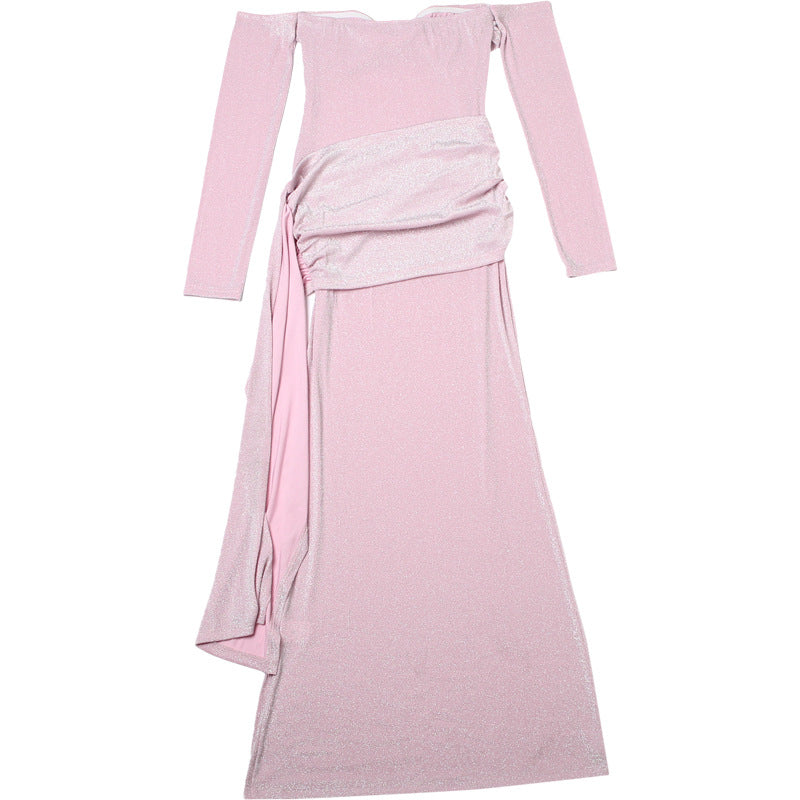 Women summer solid elegant off Shoulder Strapless Dress 10