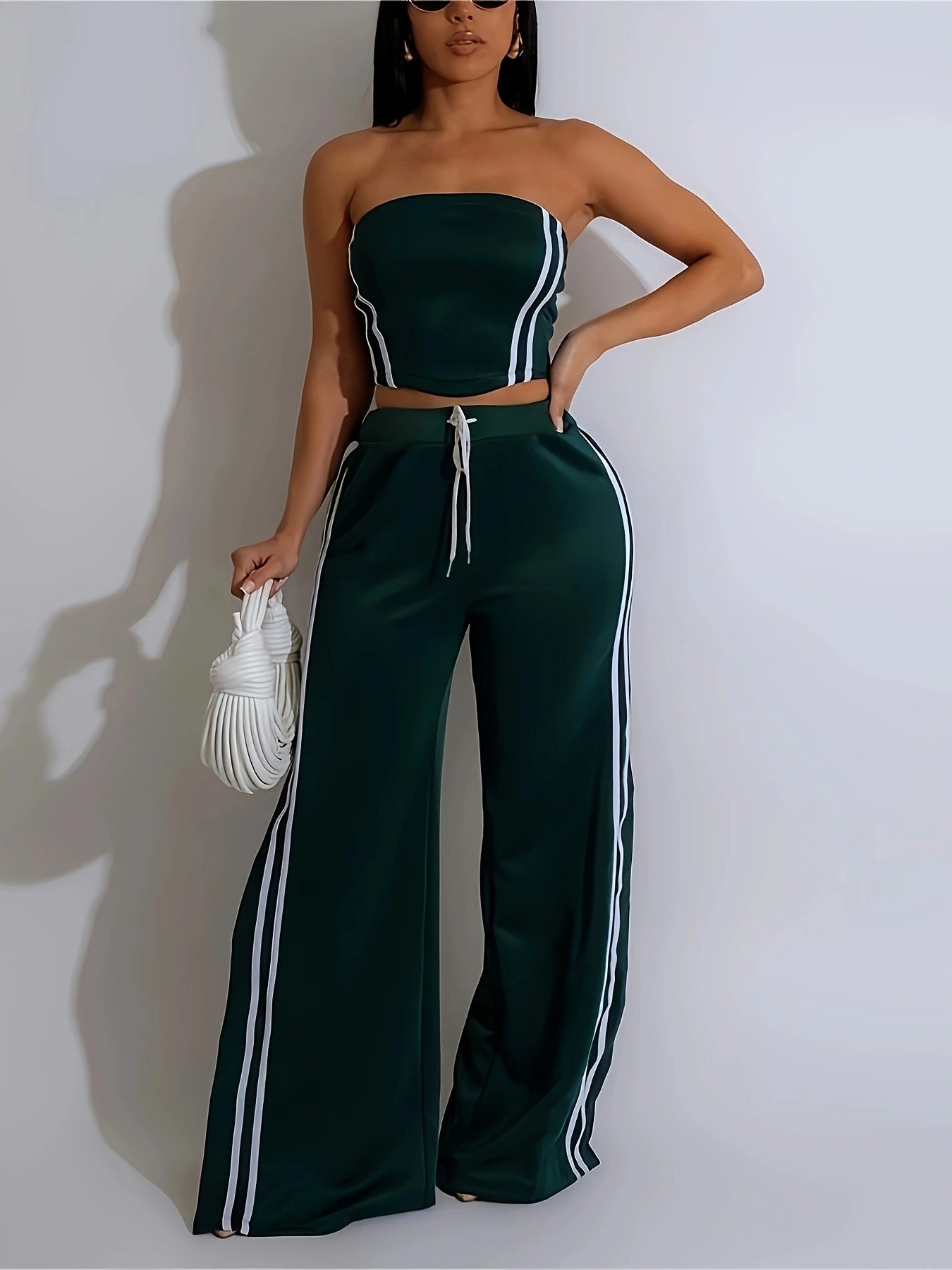 Spring Fashion Women's Strapless Two-Piece Pants Set 11