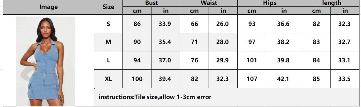 Women Halter Neck Denim Bodycon Dress 10