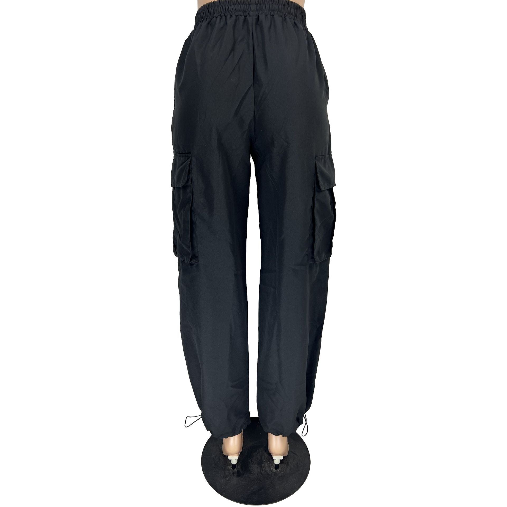 Women Casual Sports Solid Loose Drawstring Cargo Pants 17