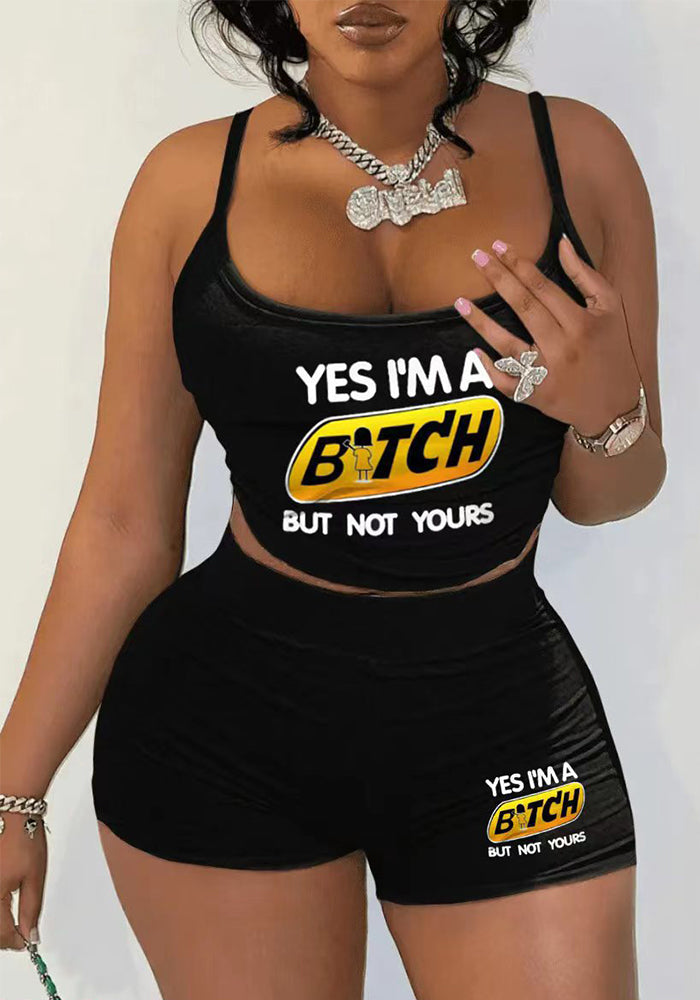 Summer street fashion women's Strap Two Piece short Set