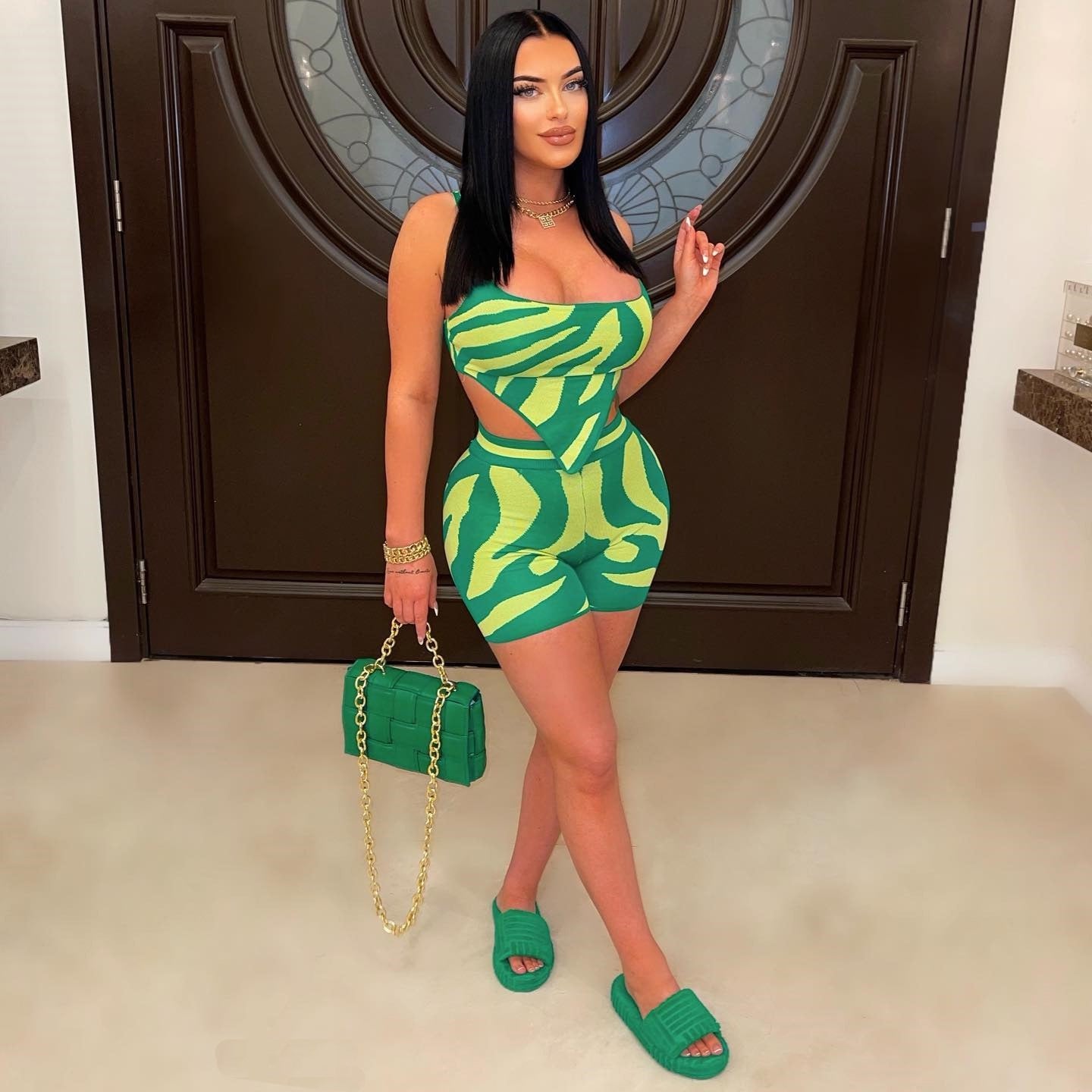 Sexy Women's Camisole Zebra Print Positioning Print 2-Piece Set 5