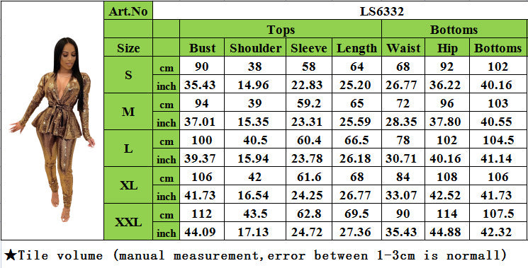 Women'S Slim Fashion Shiny Long Sleeve Suit With Belt 14