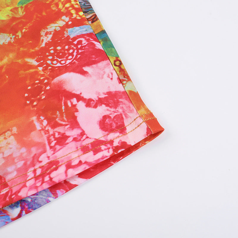 Women summer sexy printed hollow Halter Neck Bodycon dress 13