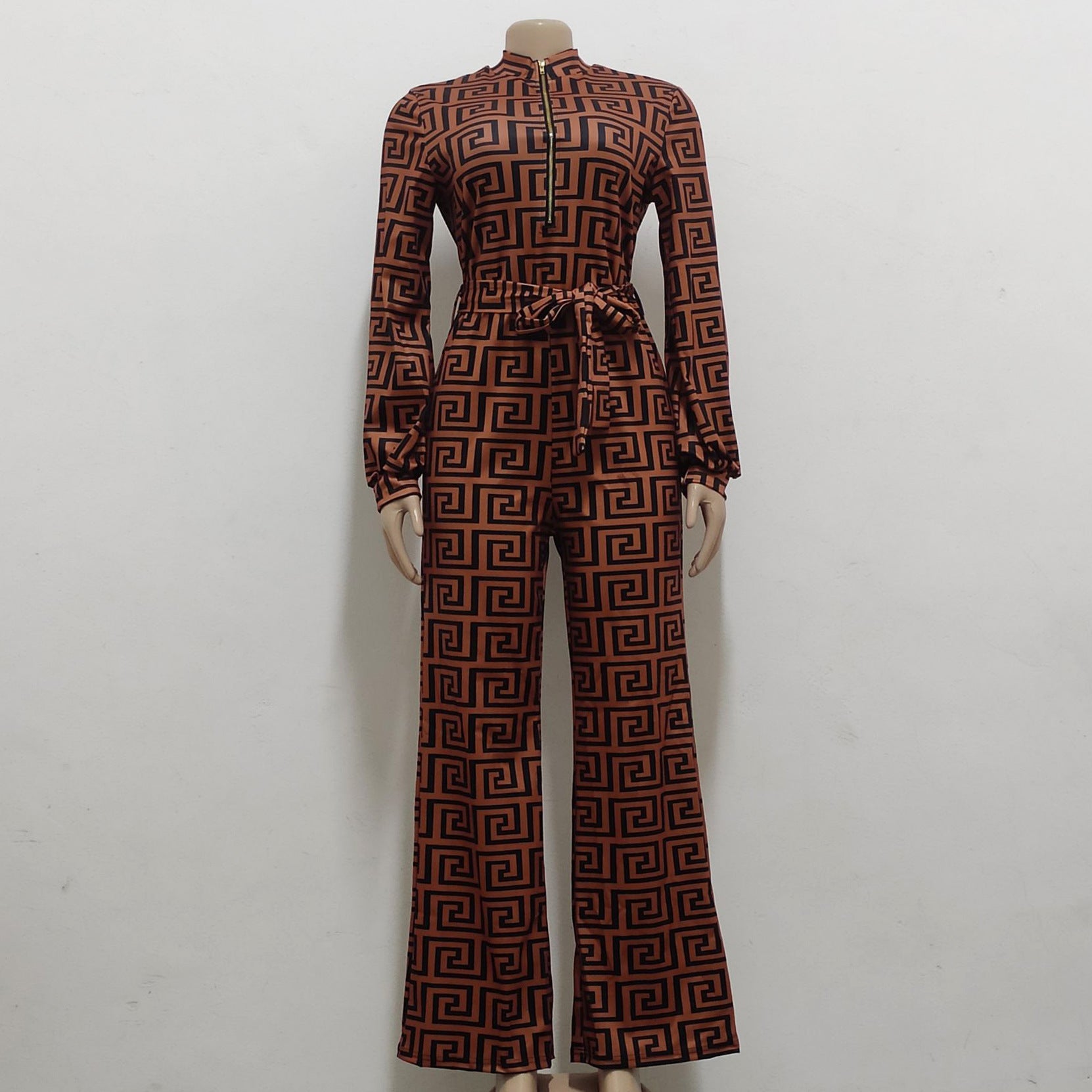 Sexy Fashion Printing Long-Sleeved V-Neck Jumpsuit 12