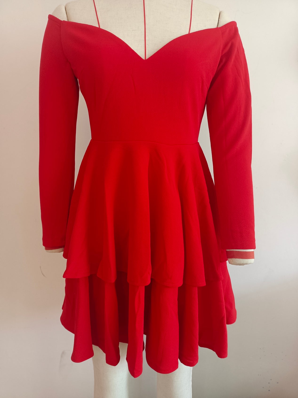 Women Sexy Elegant Deep V Neck Long Sleeve Princess Dress Evening Dress 8