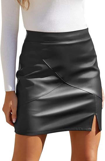 High Waist Tight Fitting Mini Short Leather Skirt 3