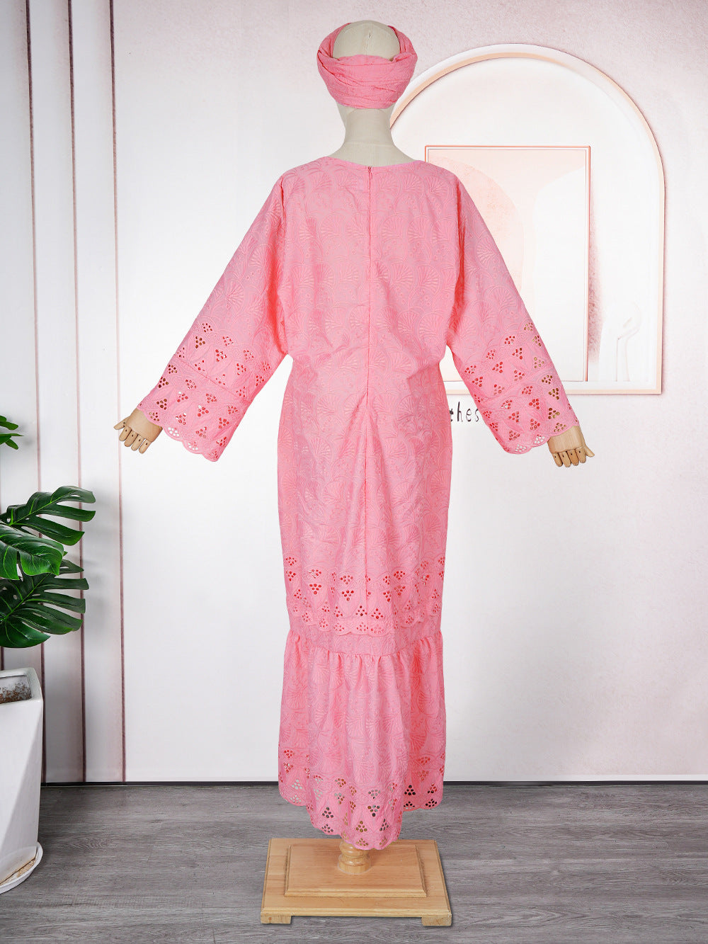 Plus Size African Women Patchwork Lace Dress 5