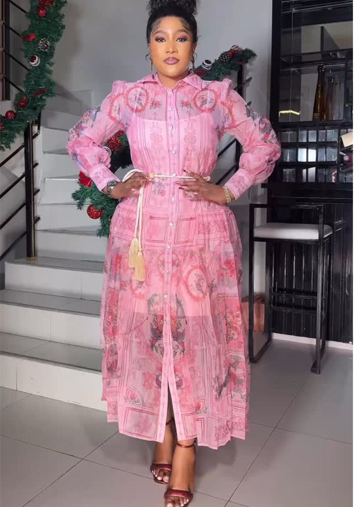 Women Vintage Print Maxi Dress