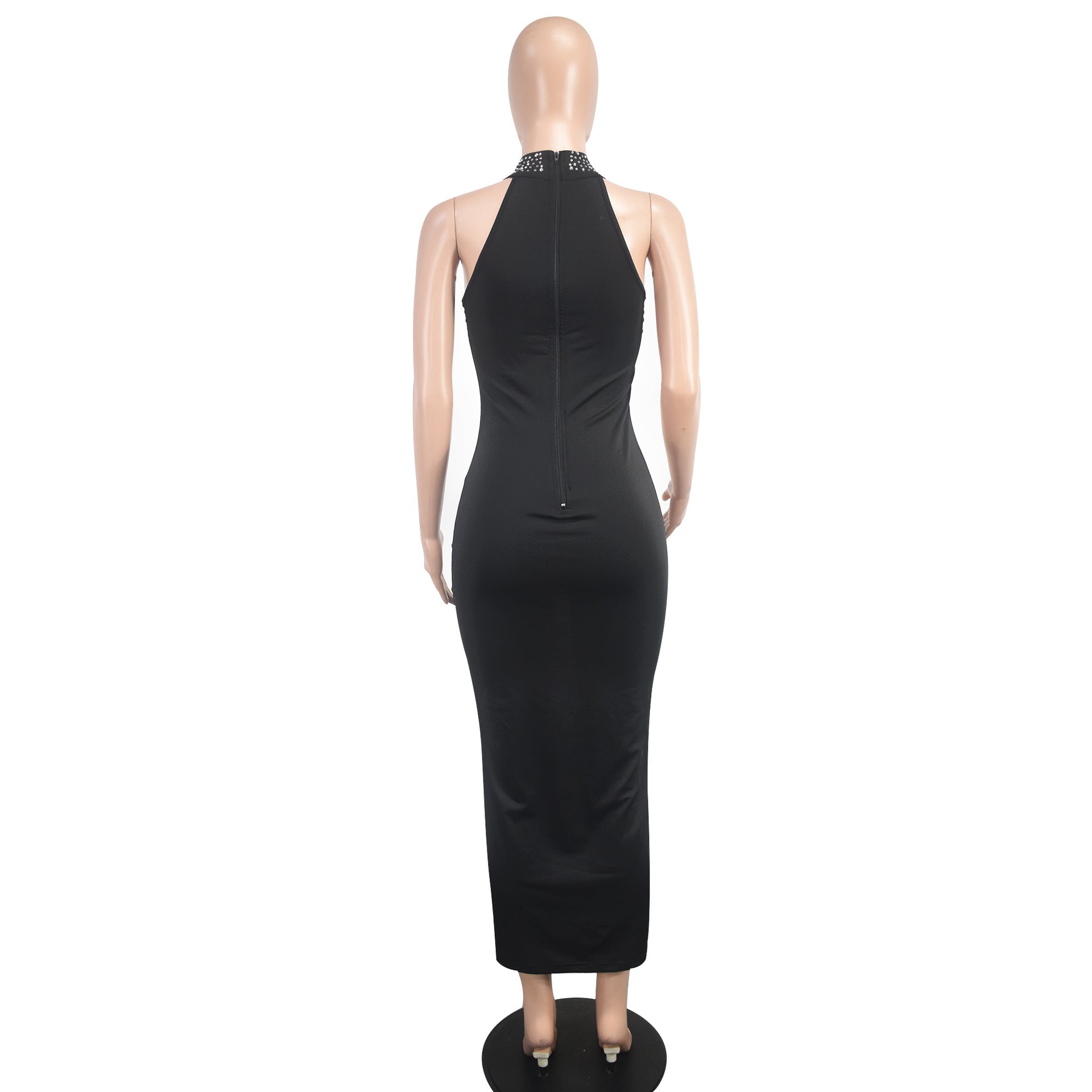 Women Summer Sexy Beaded See-Through Zipper Dress 6