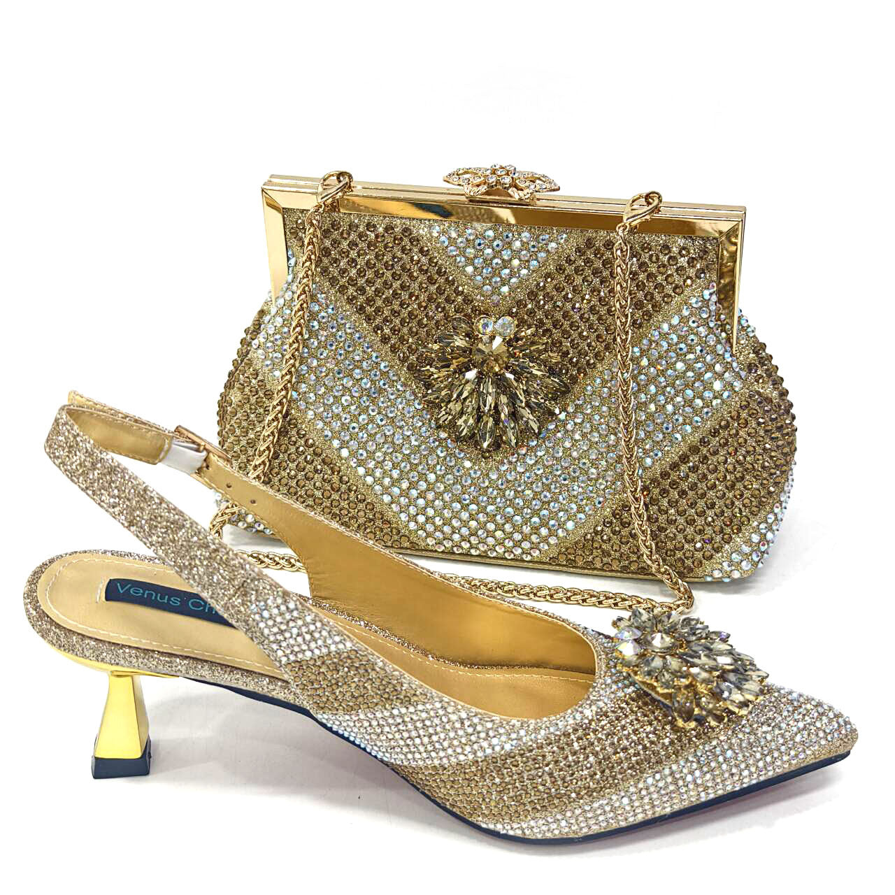 Pointed-Toe Shoe And Bag Set Combination Heels Pointed-Toe Shoes Trapezoidal Bags 6