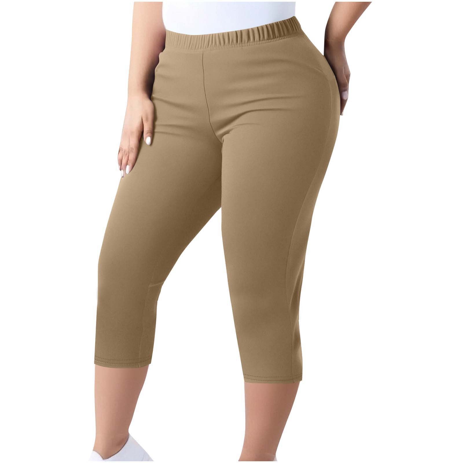 Women's Trousers Capri Pants Plus Size Elastic Waist Tight Pants 8