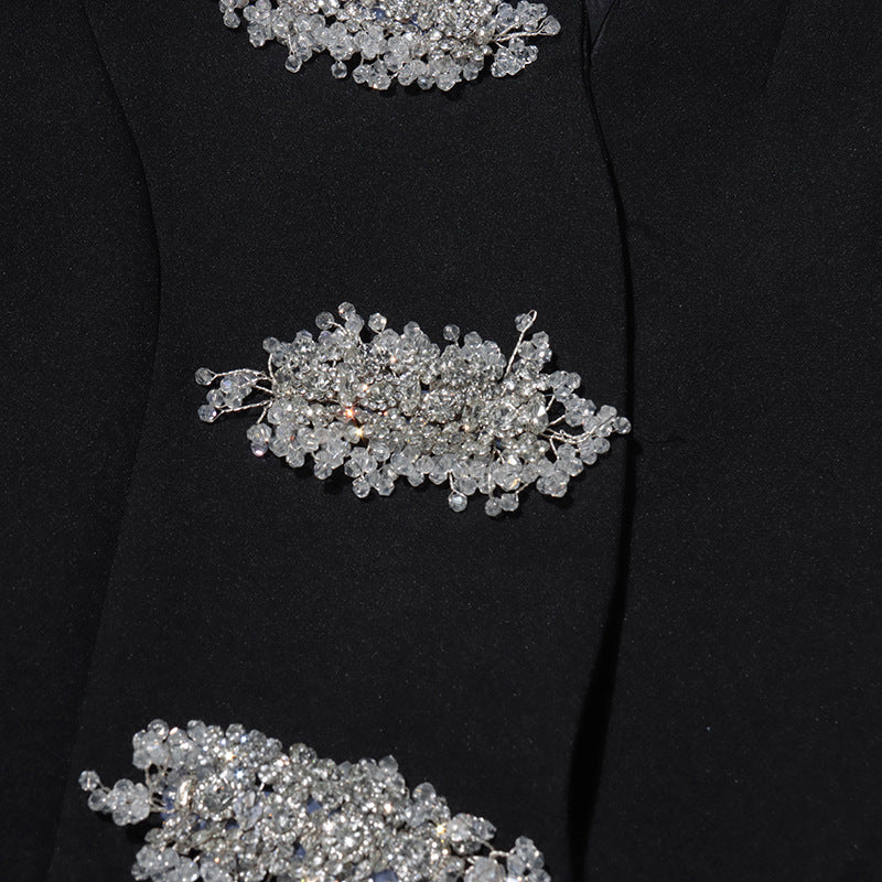 Women British style v-neck beaded Beaded Blazer 14