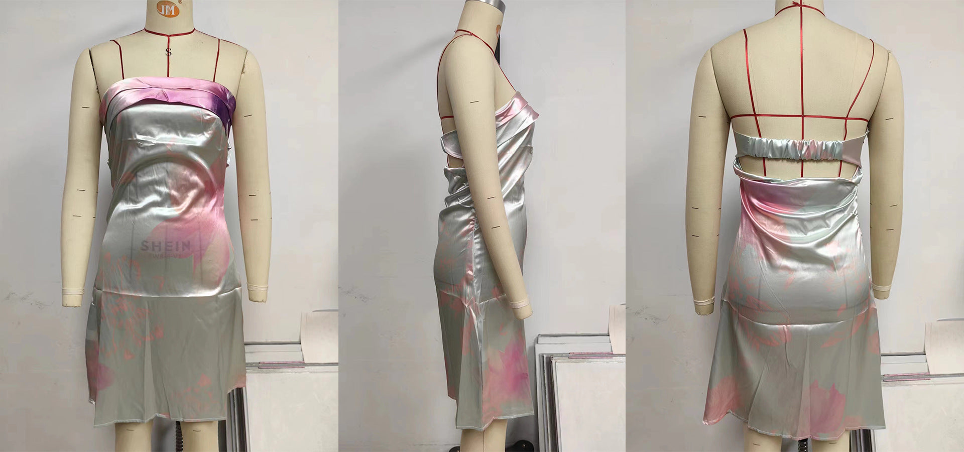 Summer Sexy Strapless Low Back Printed Short Dress 17