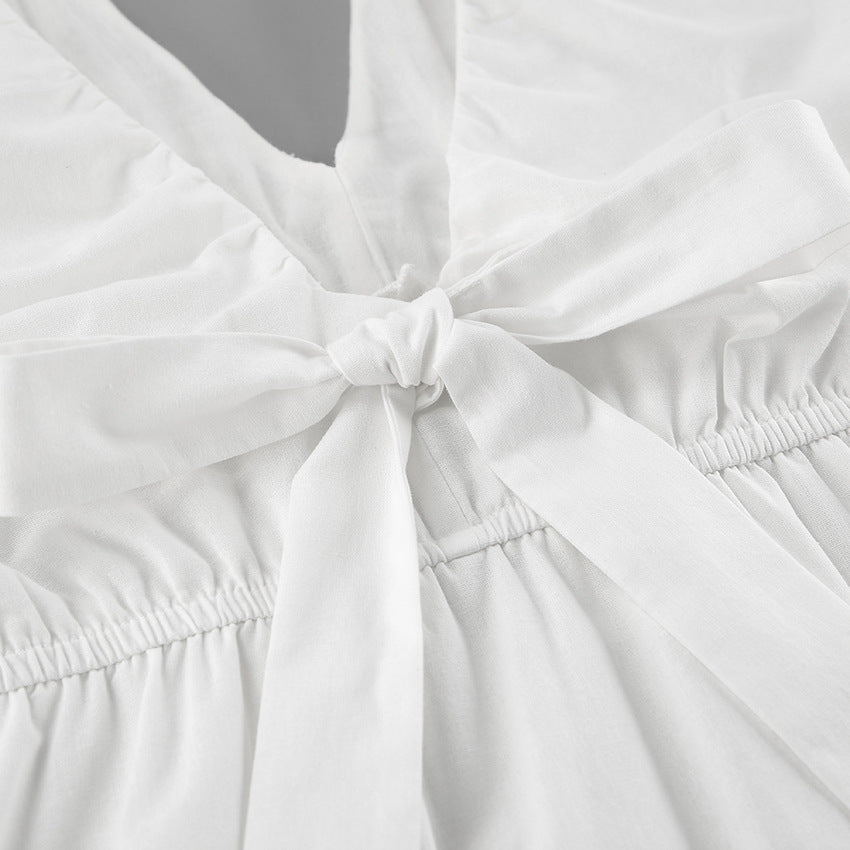 Women Early Spring V-neck Puff Sleeve Dress 17