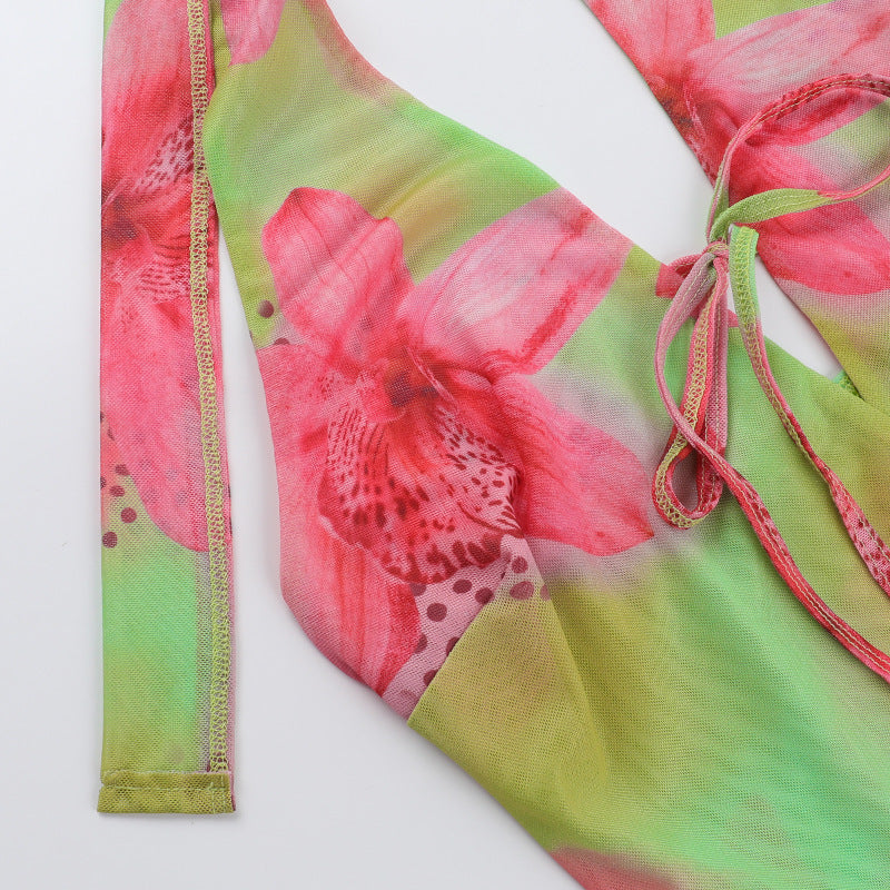 Printed Low-Back Summer Women's Short Holiday Dress 12