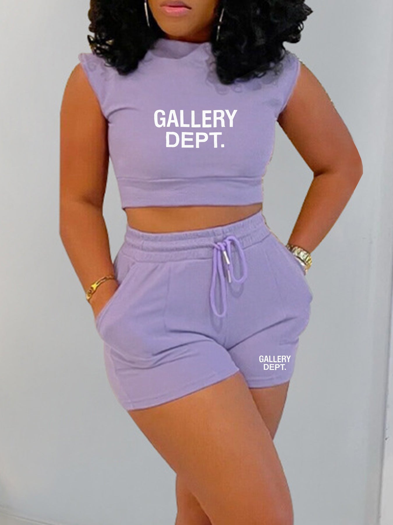 Women's Summer Ladies Solid Color T-Shirt Shorts Sports Casual Style Two Piece Set 7