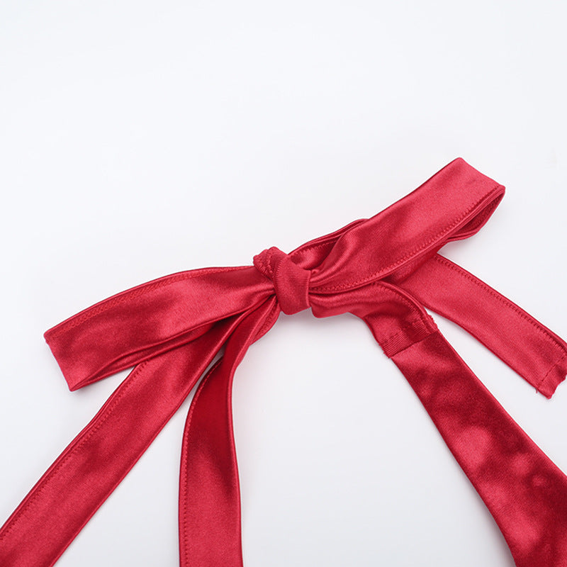 Women Solid V-Neck Ruffle Halter Neck Dress 11