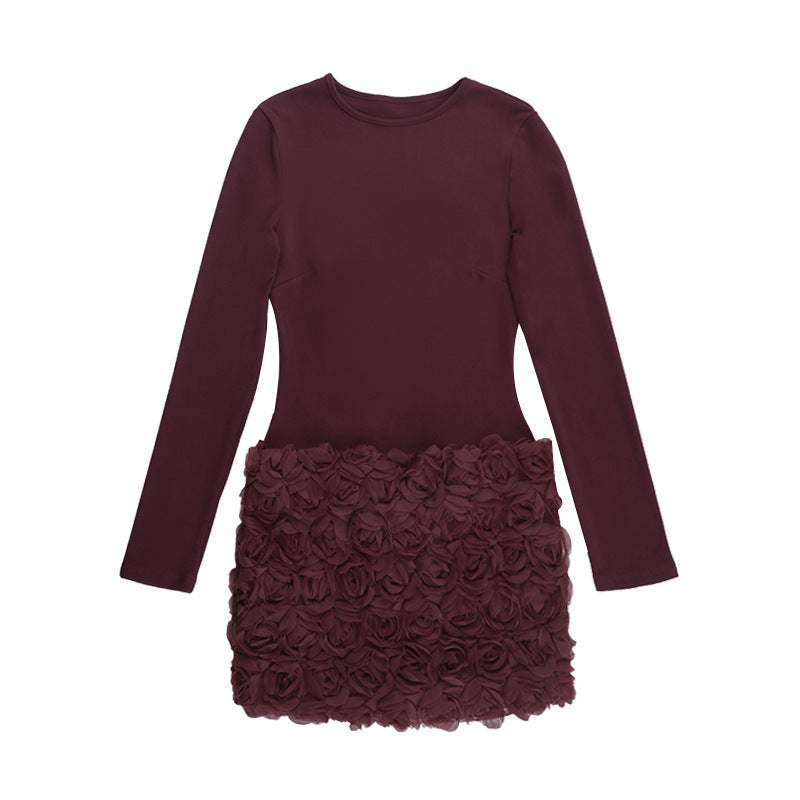 Women Floral Patchwork Long Sleeve Autumn Dress 6