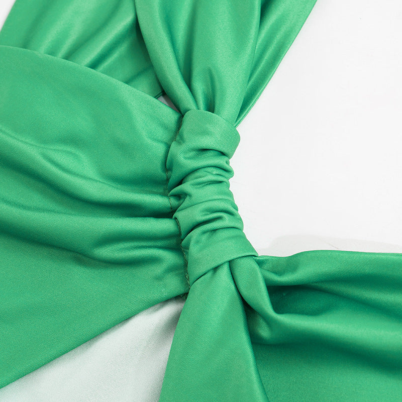 Women's Summer Chic Elegant One Shoulder Hollow Gradient Slim High Waist Long Dress 15