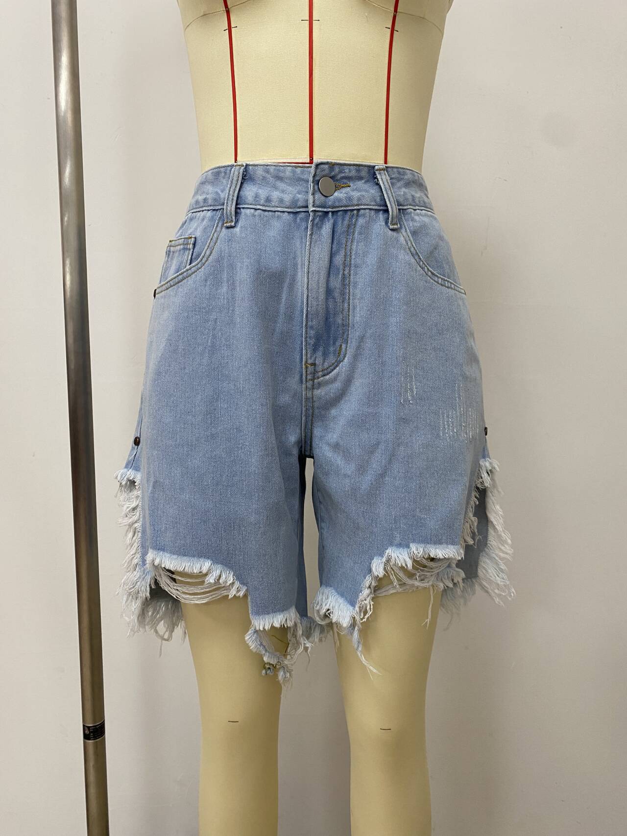Summer Women's Tassel Ripped Denim Knee-Length Shorts 10