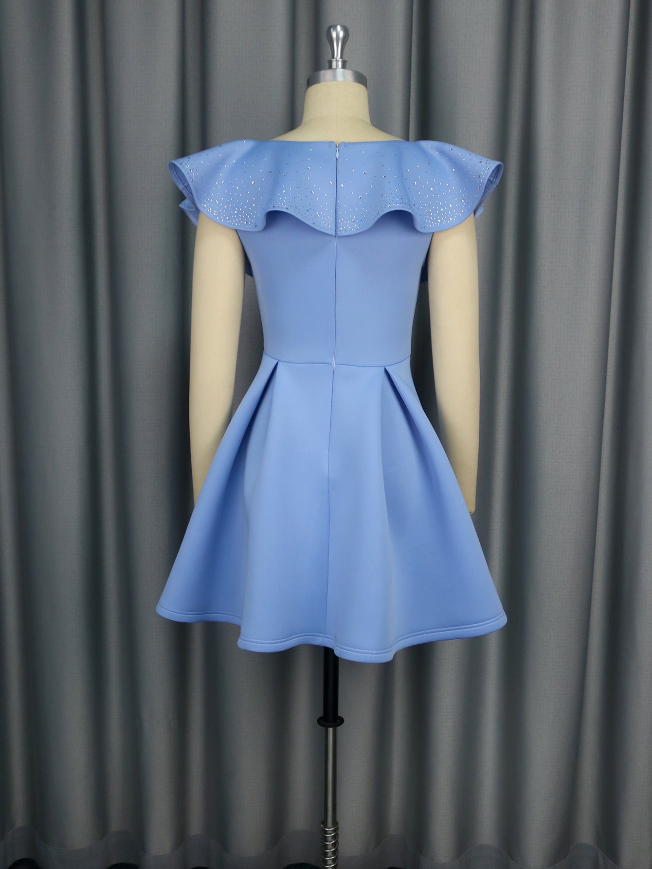 Plus Size Beaded Ruffle Slim Waist A Line Party Dress 4