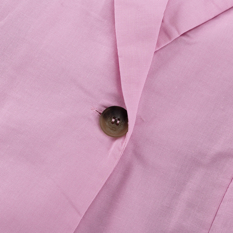 Linen Turn-Down Collar Long-Sleeve Tie-Front Shirt Dress 16