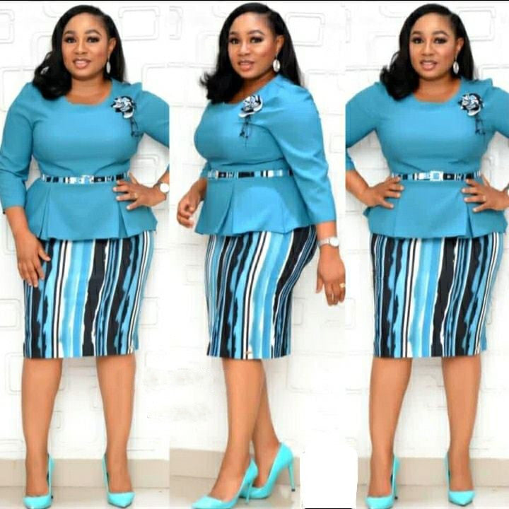 Africa Plus Size Women's Round Neck 3 Quarter Sleeve Contrast Print Dress 9