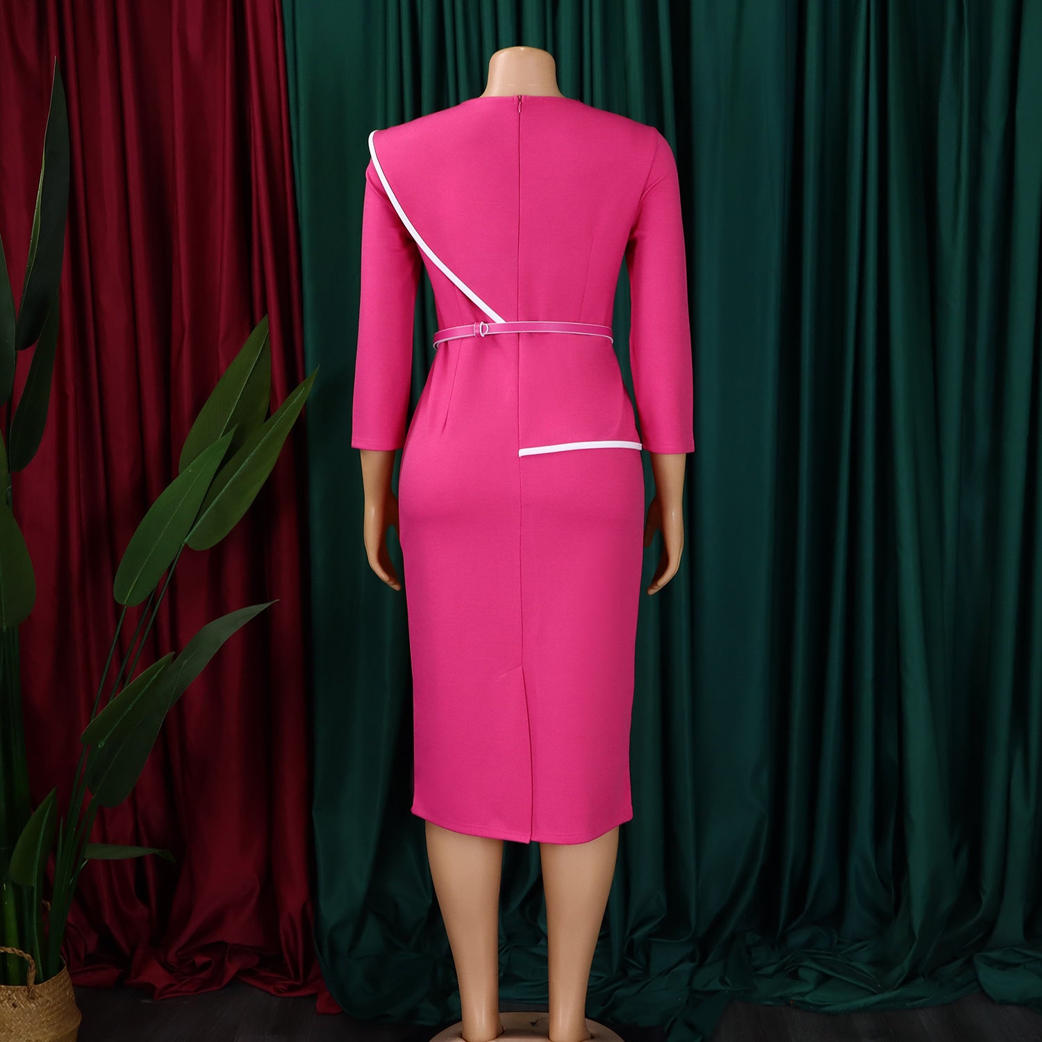 Women's Fall Winter Women's Solid Color Bodycon OL Pencil African Dress 24