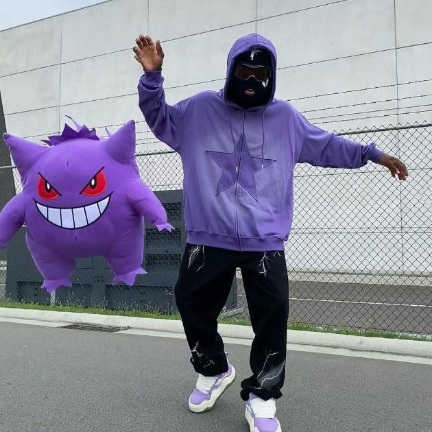 Men's and Women Loose Zipper Pentagram Loose Hoodies 6