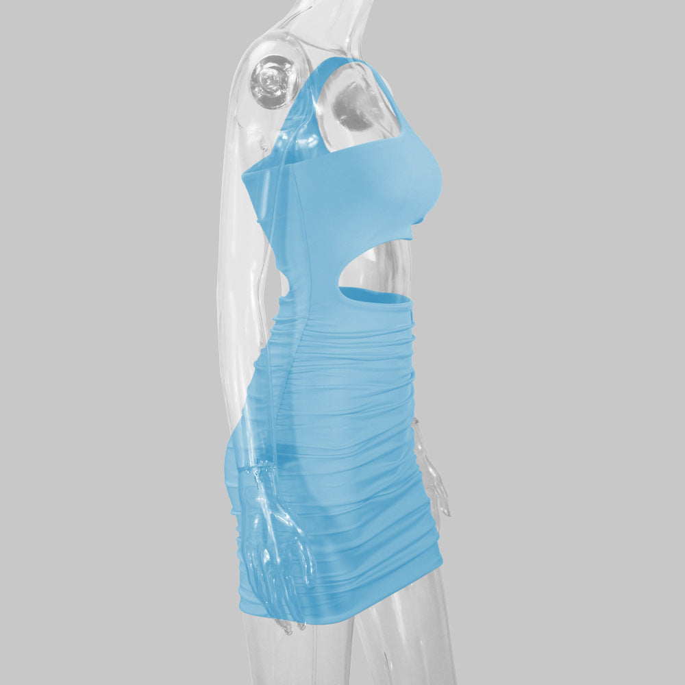 Women sexy hollow pleated Bodycon Dress 26