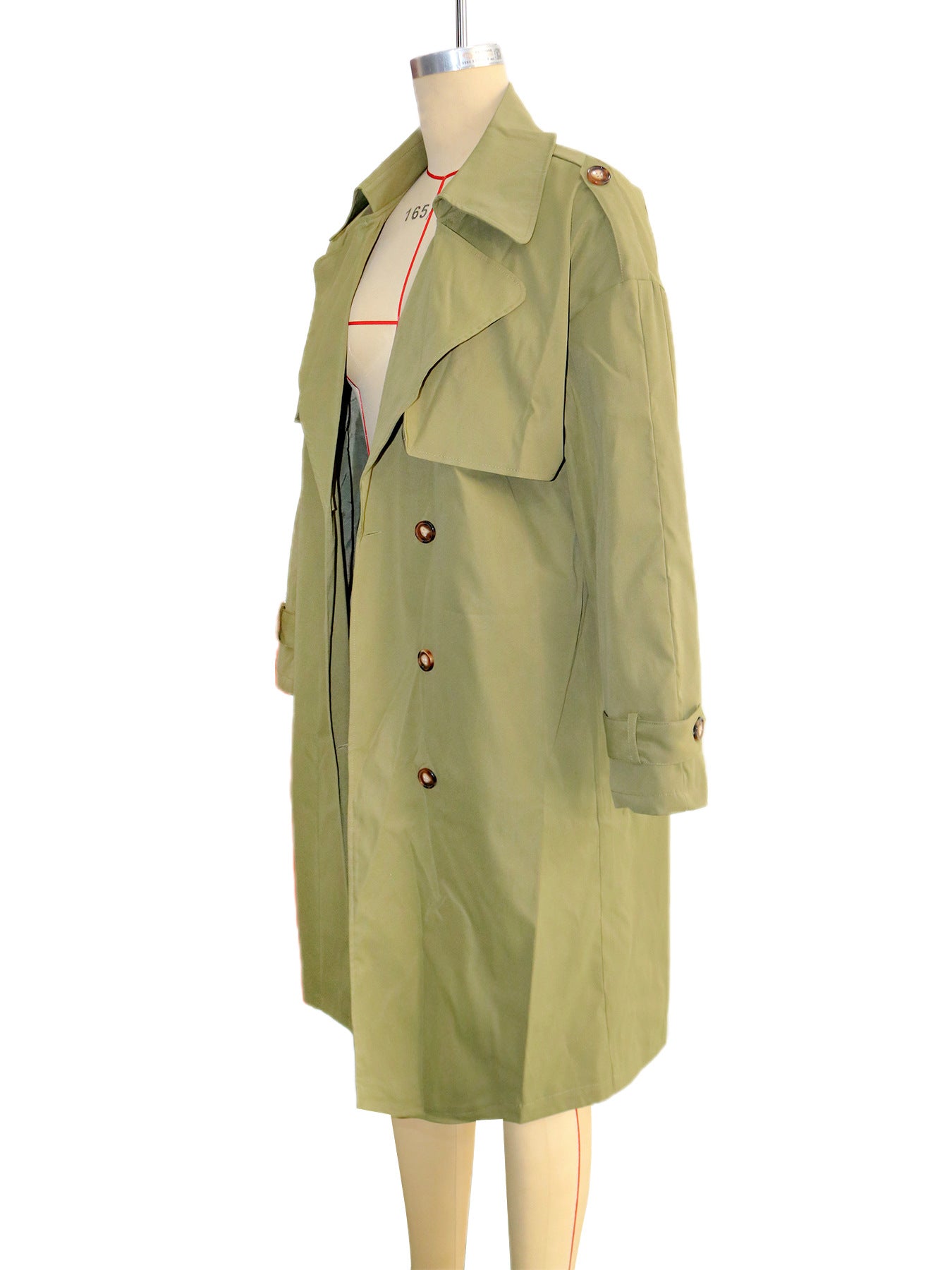 Women Oversized Trench Coat Maxi Turndown Collar Coat 9