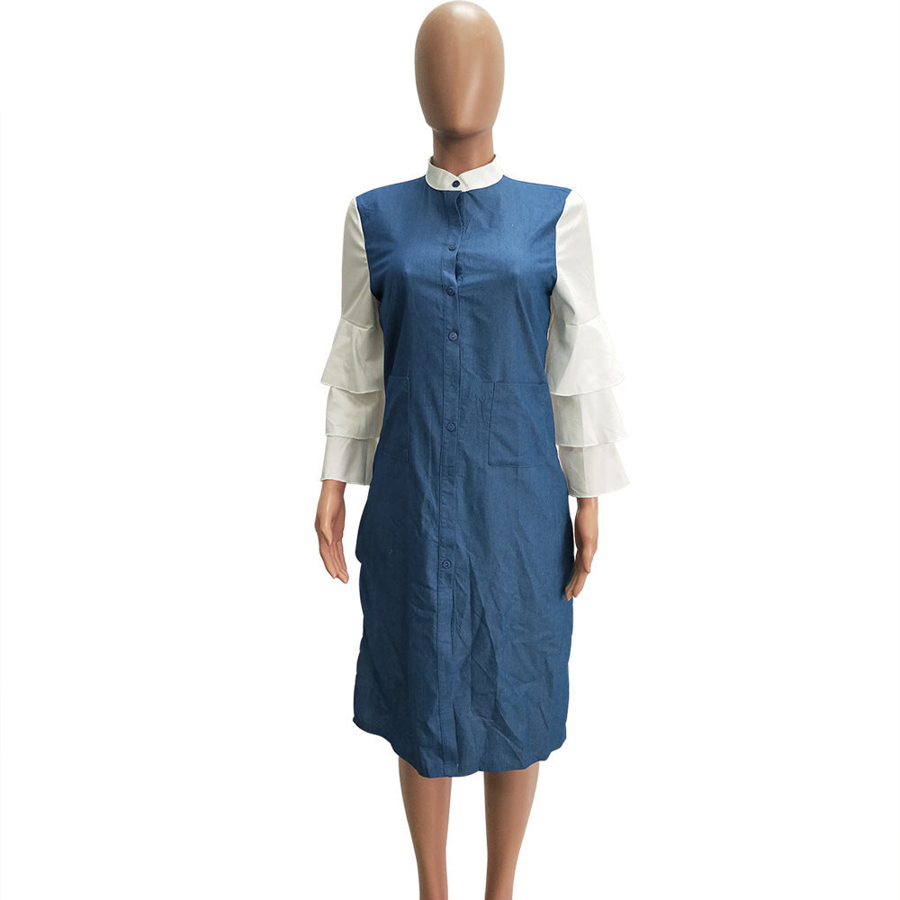 Women's Autumn & Winter Letter Print Ruffle Sleeve Fashion Dress 7