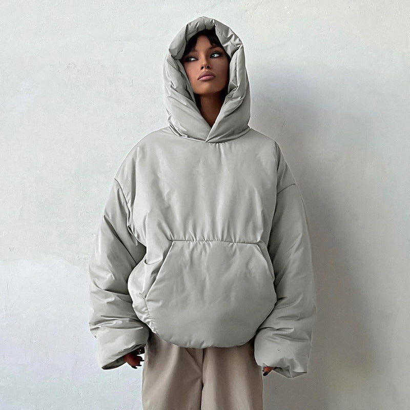 Women autumn and winter loose Padding hooded jacket 12