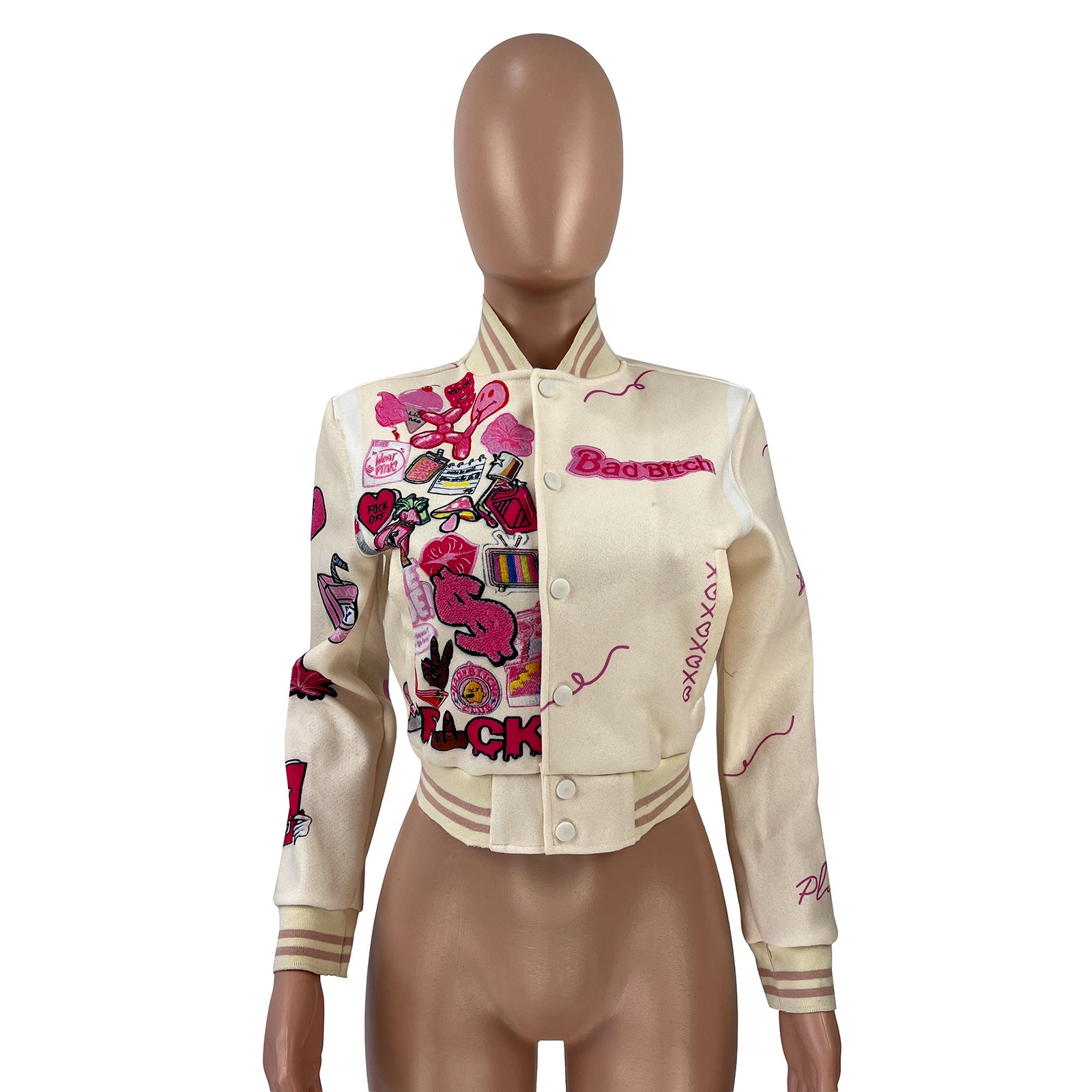 Women'S Fashion Print Baseball Jacket 14