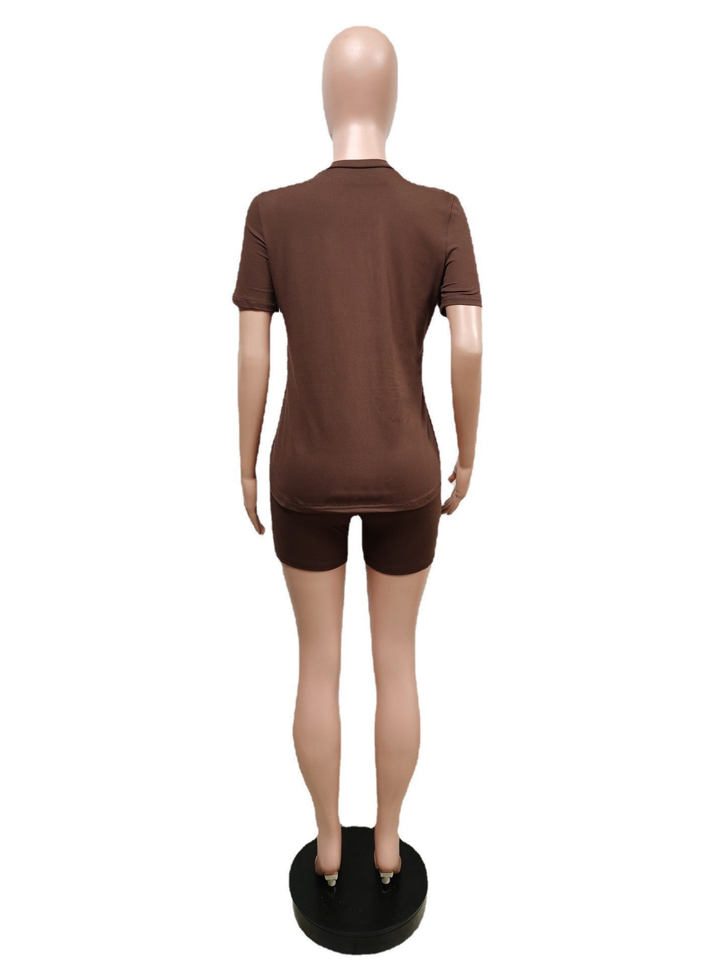 Women Summer Casual Short Sleeve Top + Shorts Sports Two-piece Set 15