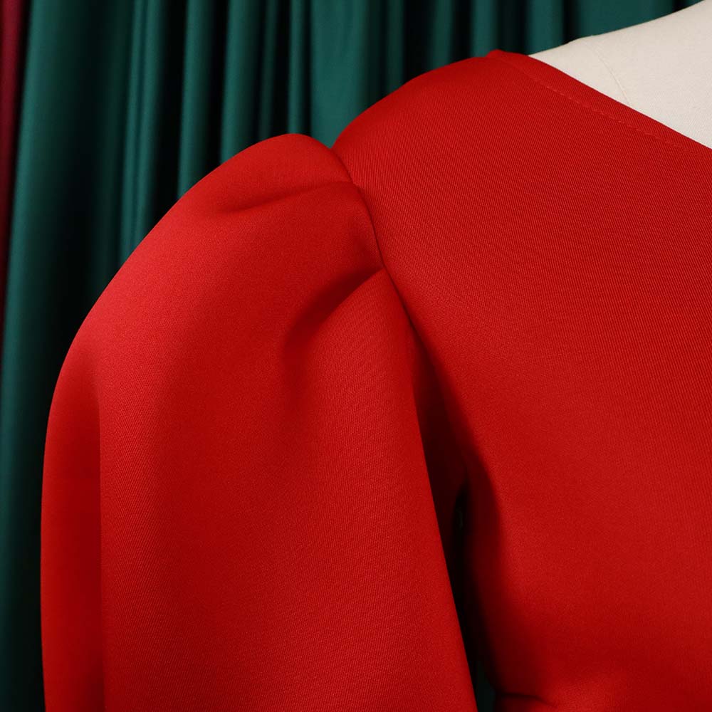 Women Summer Puff Sleeve Formal Party Slit Gown Dress 21