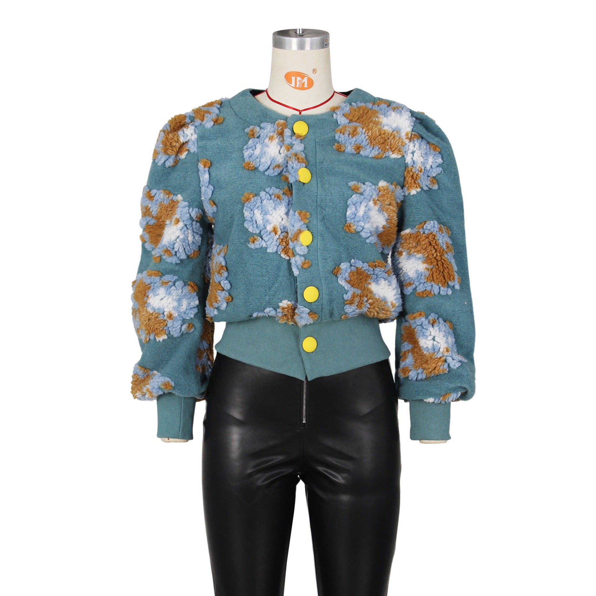 Women Fall and Winter Retro Flower Crop Jacket 28