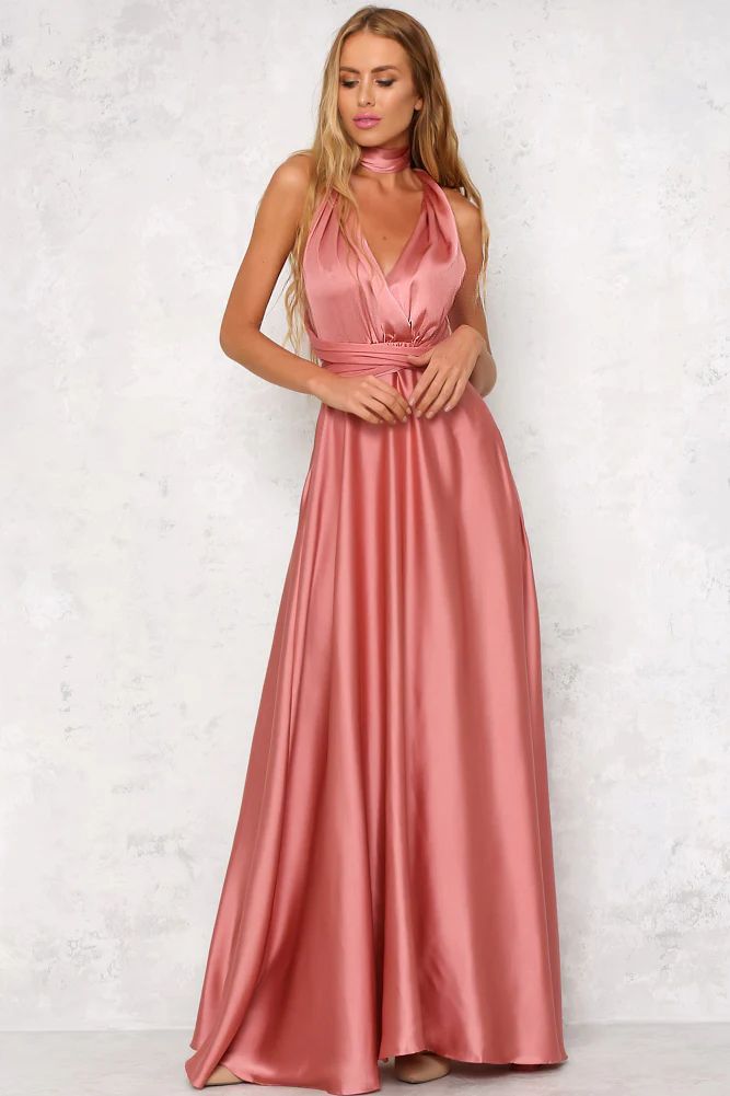 Deep V Neck Sleeveless Lace-Up Sexy Low Back High Waist Swing Satin Gown Women's Dress 7
