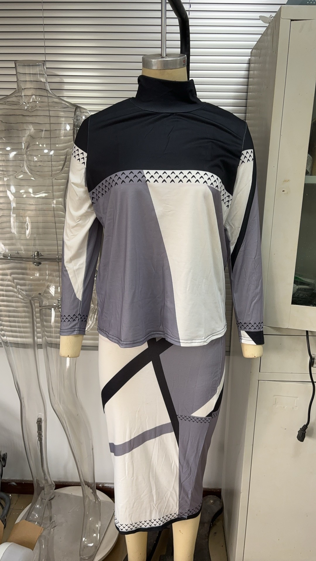 Plus Size Women Long Sleeve Turtleneck Dress 13