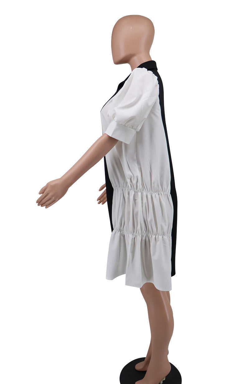 Women Loose Casual Color Block Dress 7