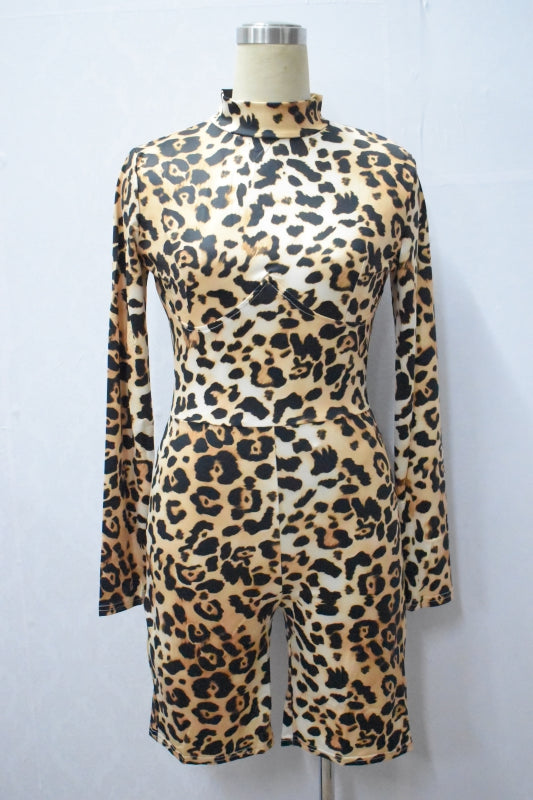 Women Long Sleeve Leopard Print Romper 12