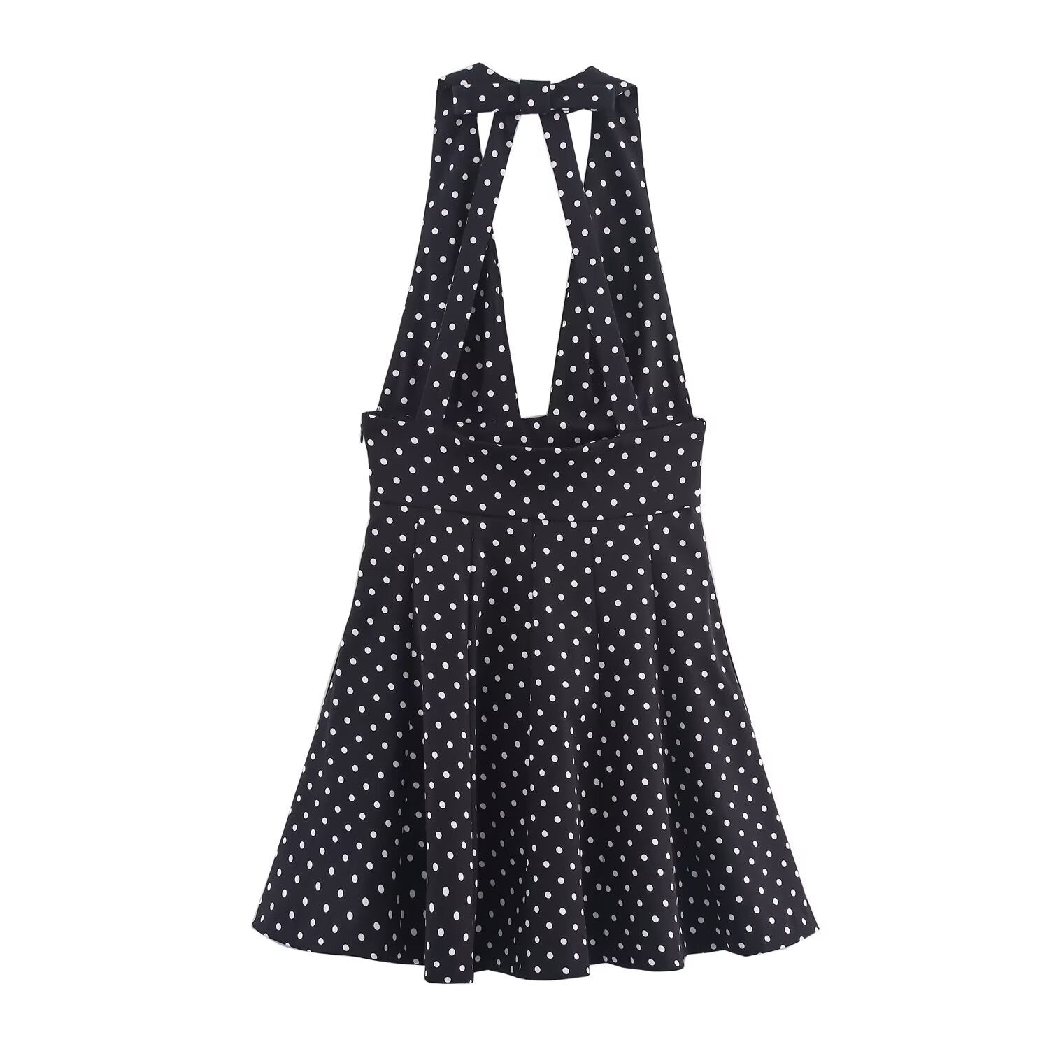 Summer Women's Polka Dot Casual Halter Neck Short Dress 3