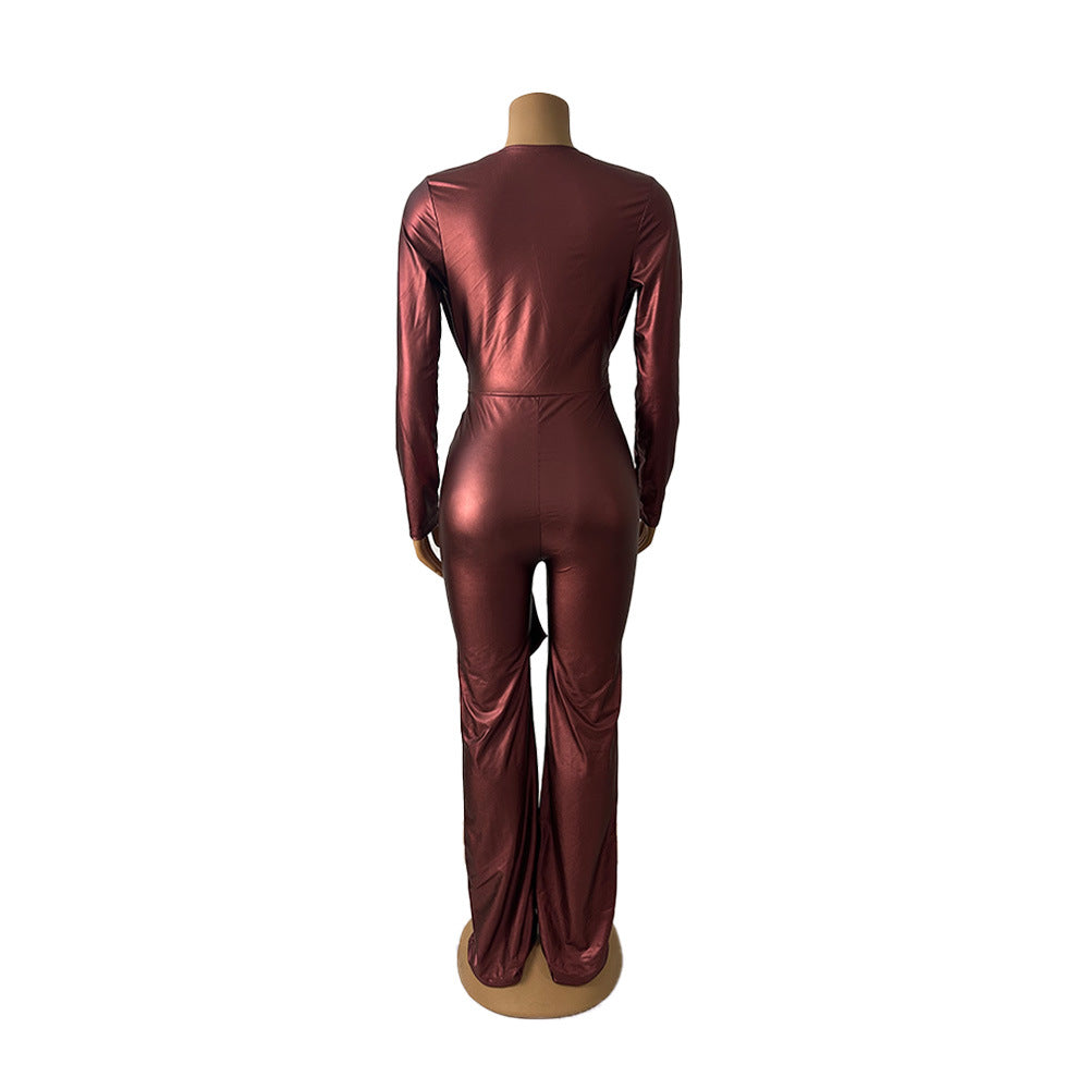 Women Sexy V-Neck Long Sleeve Party Jumpsuit 8