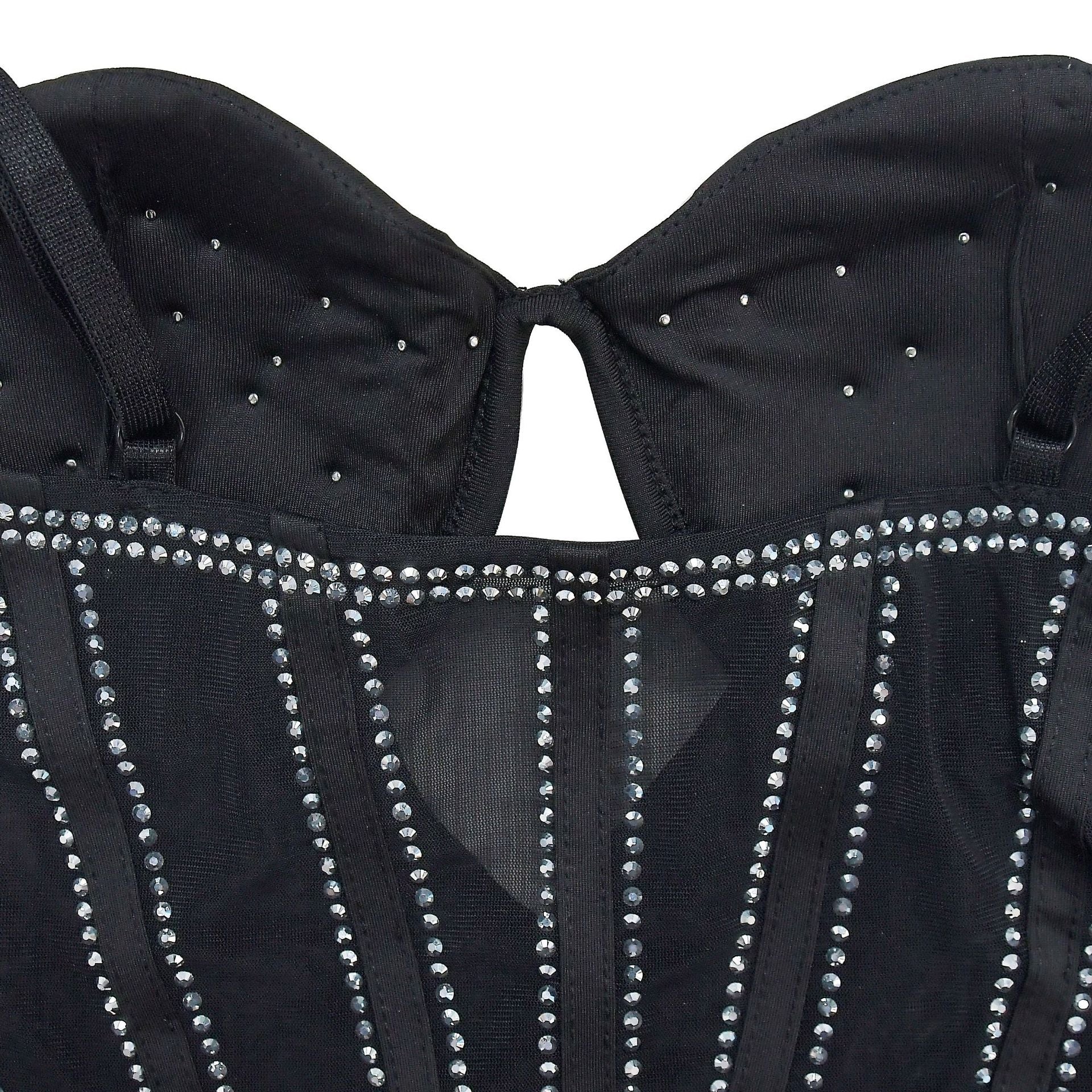 Fashionable Women's Solid Color Mesh Beaded Suspender Skirt Dress 25