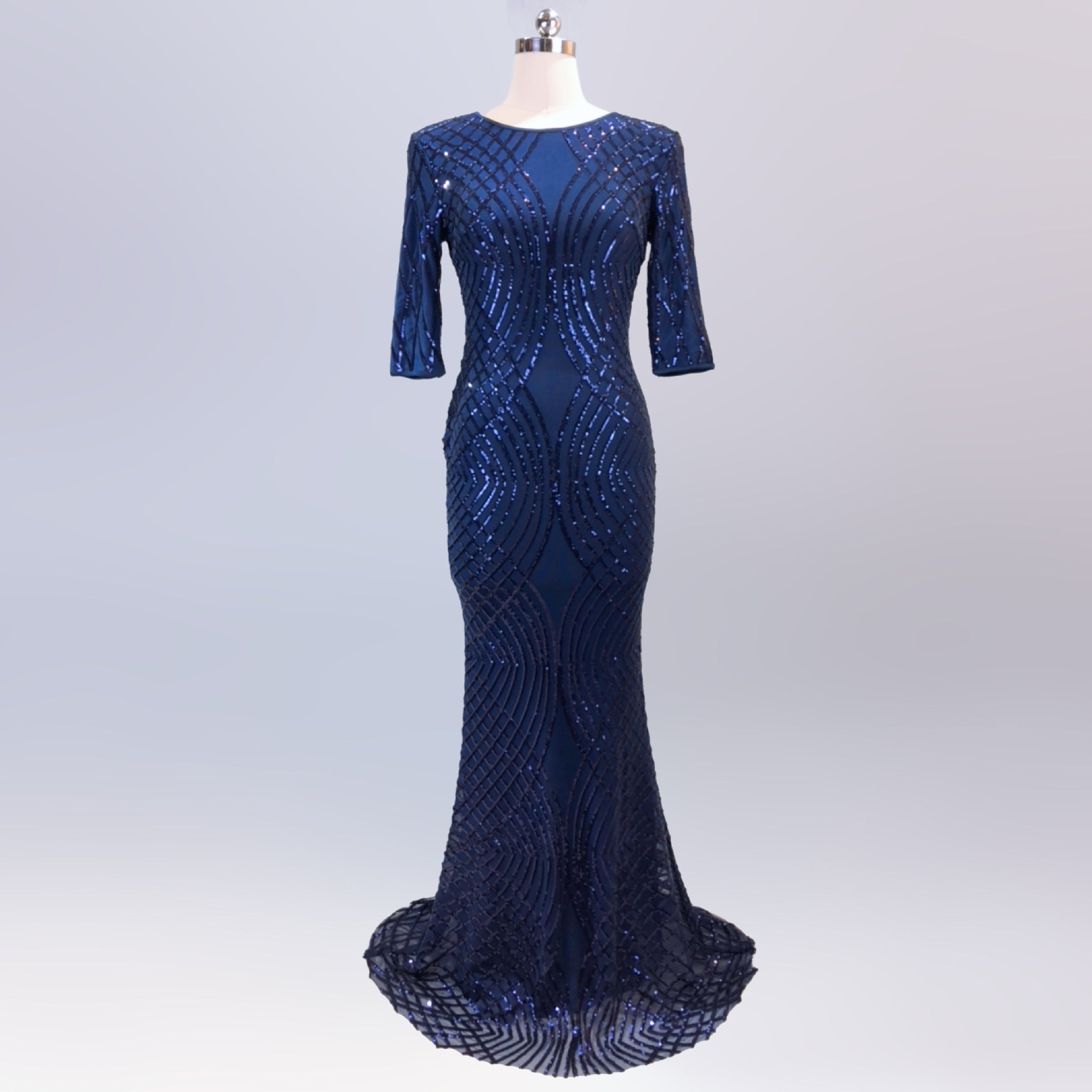 Long Sleeve Dress Women'S Sequin Slim Fit Mermaid Evening Long Gown 19