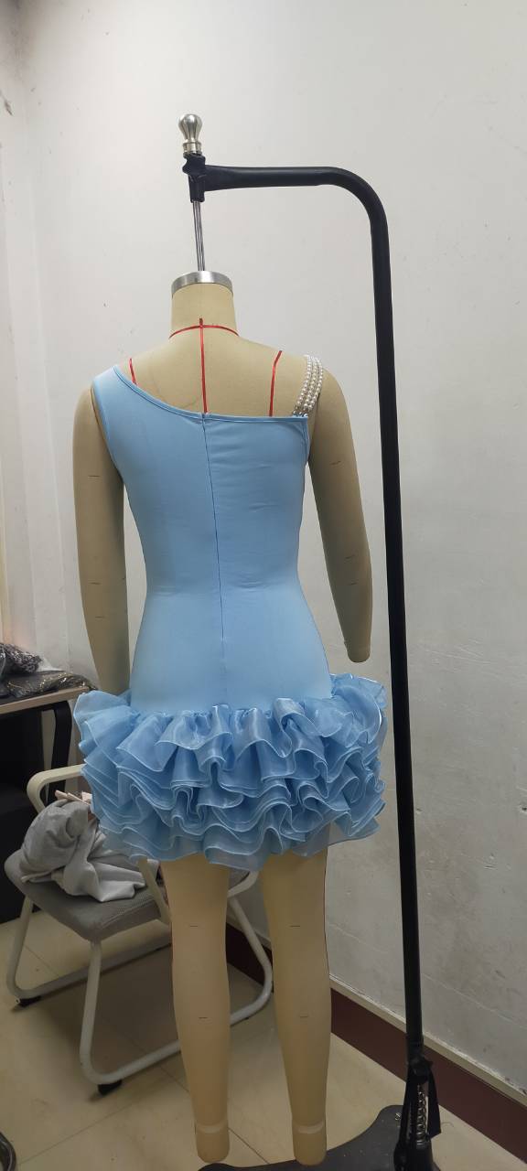 Sexy Strap Off Shoulder Slim Ruffled Mesh Patchwork Party Dress 10